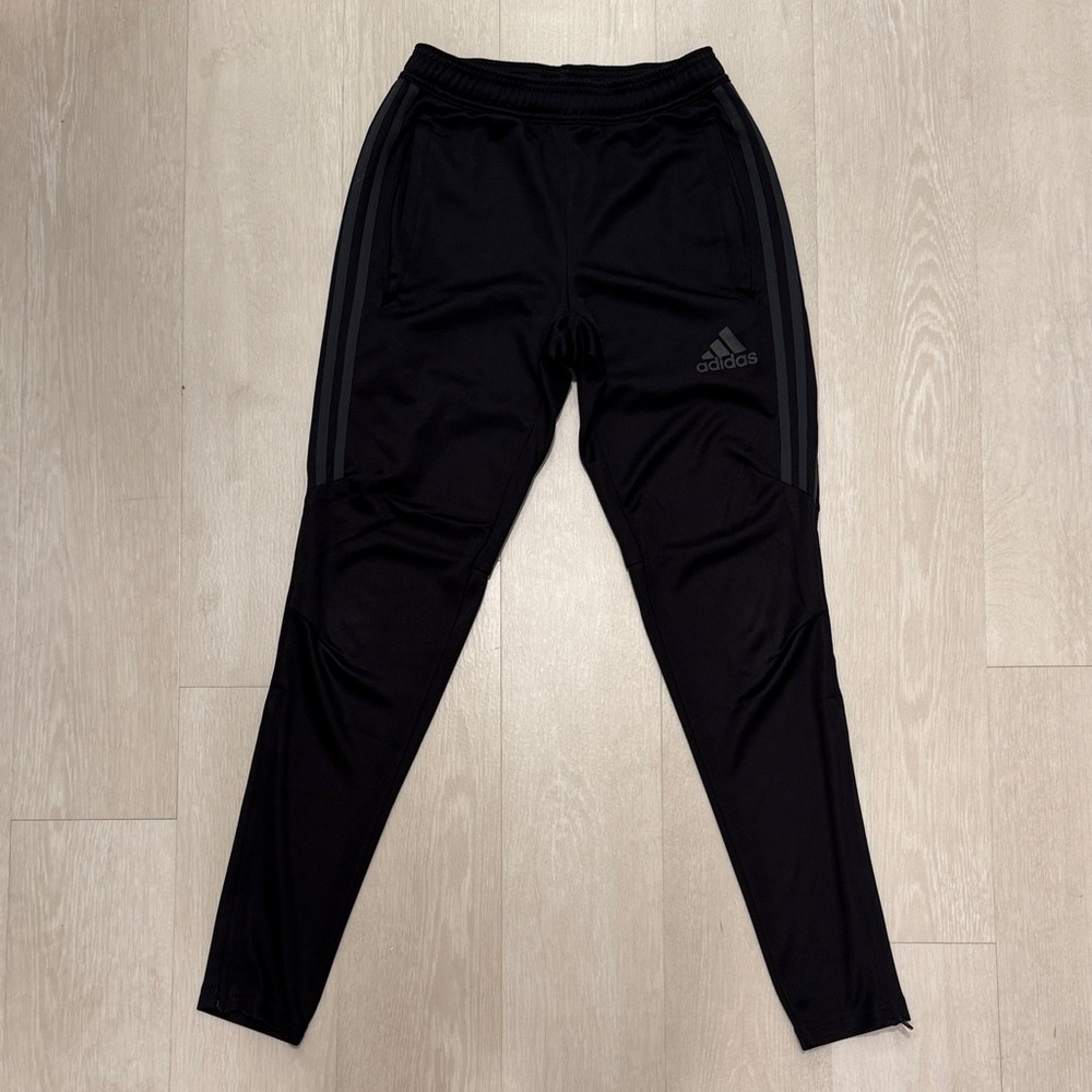 Adidas Black Joggers with Gray Stripes